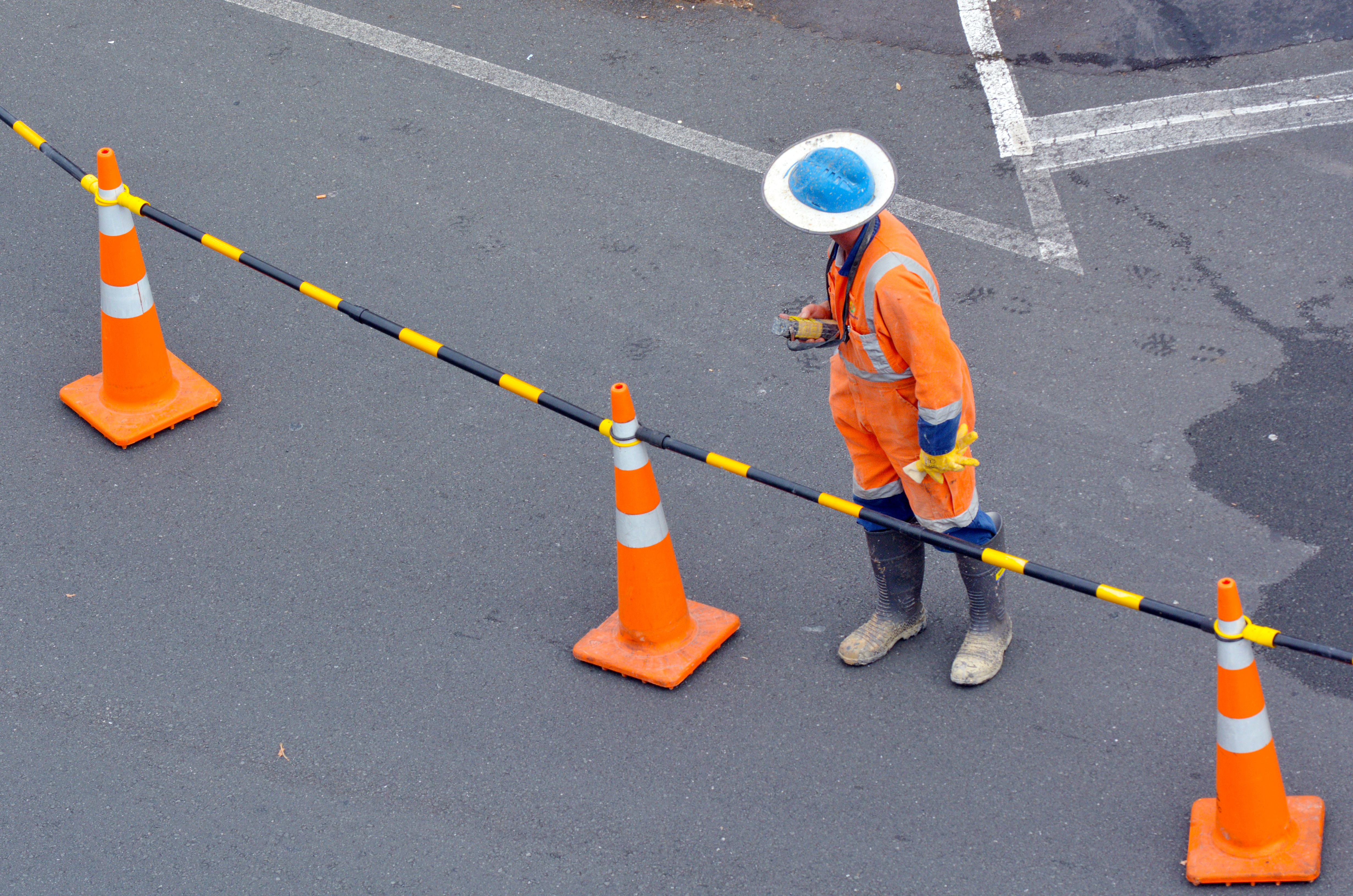 Photo of a road construction worker