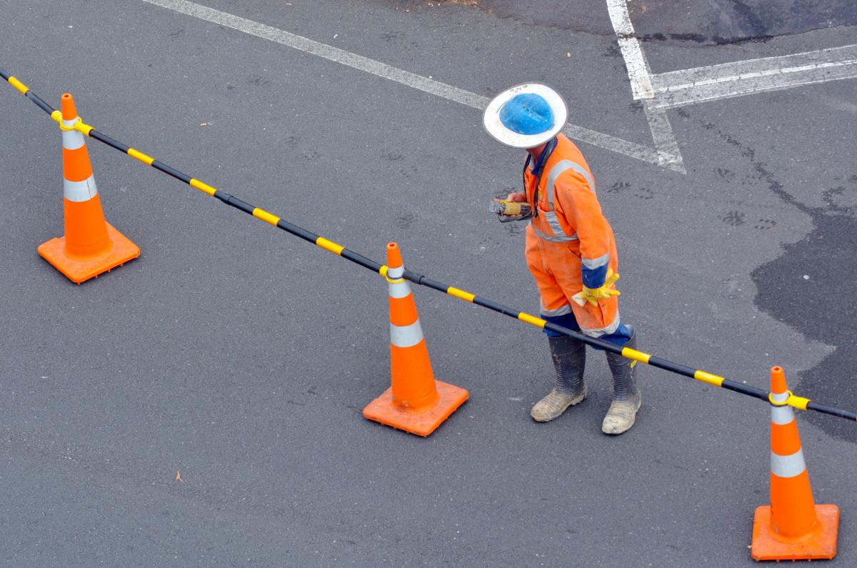 Photo of a road construction worker